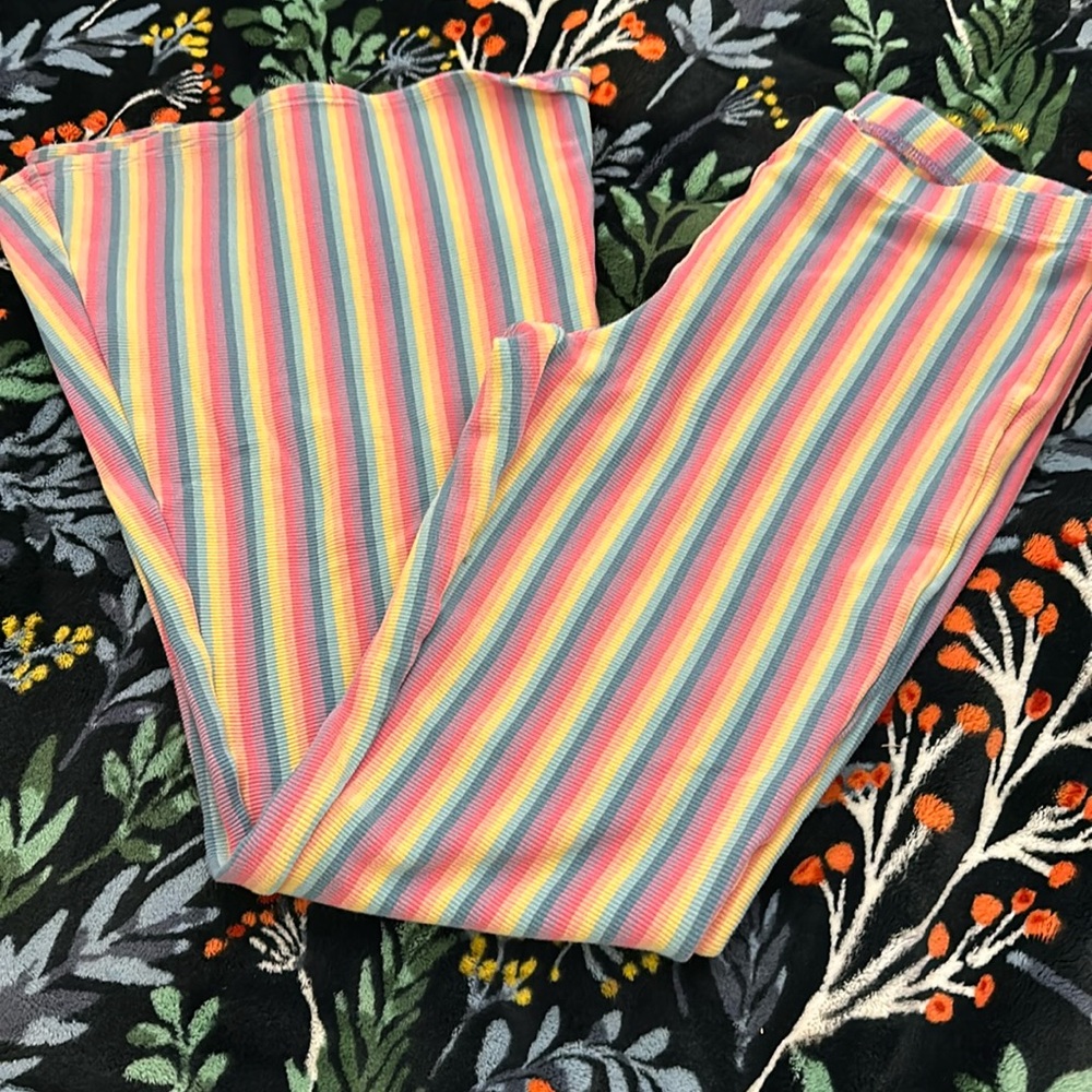 Rainbow Bear Dance Bell Bottom Leggings- L